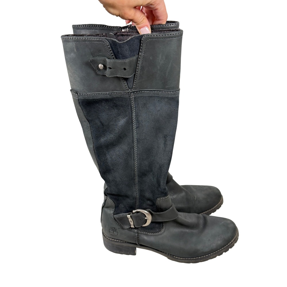 Timberland Genuine Leather Suede Zip Buckle Knee High Boots US 9 EU 40